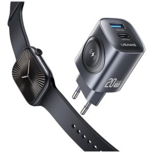 Laidinis įkroviklis USAMS CC293 T67 20W iWatch 1xUSB-C 1xUSB-A tarnish - Image 2