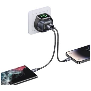 Laidinis įkroviklis USAMS CC293 T67 20W iWatch 1xUSB-C 1xUSB-A tarnish - Image 3