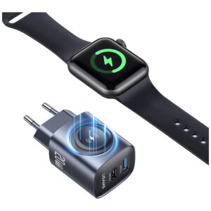 Laidinis įkroviklis USAMS CC293 T67 20W iWatch 1xUSB-C 1xUSB-A tarnish - Image 4