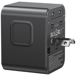 kelioninis įkroviklis Adapter USAMS CC308 2xUSB-C 17W 4in1 US/AU/EU/UK juodos spalvos - Image 3