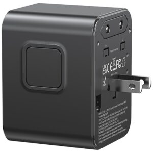 kelioninis įkroviklis Adapter USAMS CC308 2xUSB-C 17W 4in1 US/AU/EU/UK juodos spalvos - Image 5