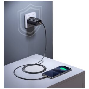 Laidinis įkroviklis USAMS Xiang Series CC296 30W 1xUSB-C 1xUSB-A + USB-C cable juodos spalvos - Image 10