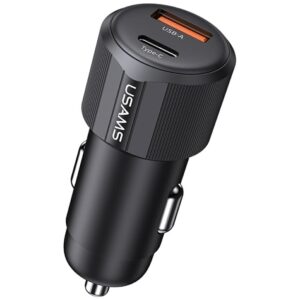 Automobilinis įkroviklis USAMS YT Series CC283 60W 1xUSB-A 1xUSB-C black - Image 1