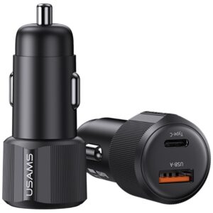 Automobilinis įkroviklis USAMS YT Series CC283 60W 1xUSB-A 1xUSB-C black - Image 2