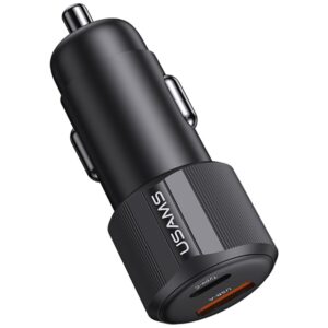 Automobilinis įkroviklis USAMS YT Series CC283 60W 1xUSB-A 1xUSB-C black - Image 4