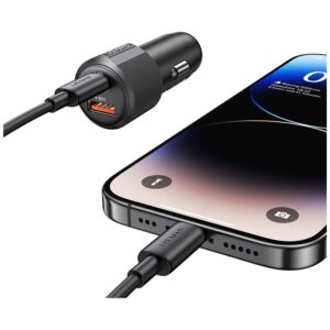 Automobilinis įkroviklis USAMS YT Series CC283 60W 1xUSB-A 1xUSB-C black - Image 7