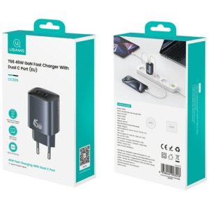 Laidinis įkroviklis USAMS CC305 T66 45W GaN 2xUSB-C tarnish - Image 10