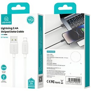 Kabelis USAMS KY Series US-SJ689 2.4A USB-A į Lightning 1m white - Image 8