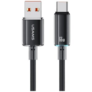 Kabelis USAMS Cloud Series US-SJ658 6A USB-A į USB-C 1.2m juodos spalvos - Image 1