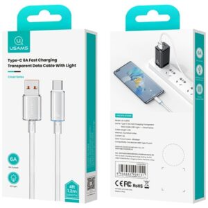 Kabelis USAMS Cloud Series US-SJ658 6A USB-A į USB-C 1.2m baltos spalvos - Image 10