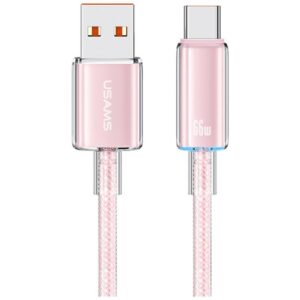 Kabelis USAMS Cloud Series US-SJ658 6A USB-A į USB-C 1.2m rožinės spalvos - Image 1