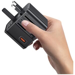 kelioninis įkroviklis Adapter USAMS CC309 2xUSB-C 25W 4in1 US/AU/EU/UK juodos spalvos - Image 6