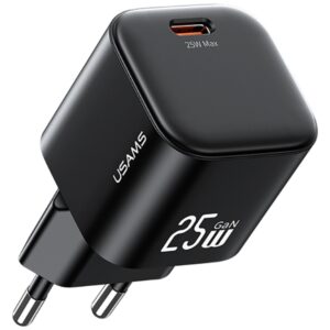 Charger USAMS JC Series CC289 25W GaN Mini Fast Charger USB-C juodos spalvos - Image 3