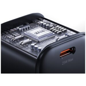 Charger USAMS JC Series CC289 25W GaN Mini Fast Charger USB-C juodos spalvos - Image 5