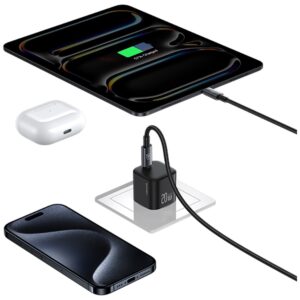 Laidinis įkroviklis USAMS JO Series CC260 20W USB-C + 1m USB-C/USB-C Cable baltos spalvos - Image 7