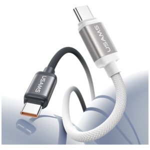 Kabelis USAMS Bicolor Series SJ756 PD 60W USB-C/USB-C 1.2m juodos spalvos and baltos spalvos - Image 3