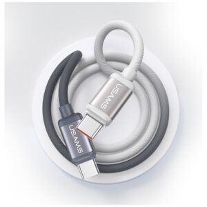 Kabelis USAMS Bicolor Series SJ756 PD 60W USB-C/USB-C 1.2m juodos spalvos and baltos spalvos - Image 6