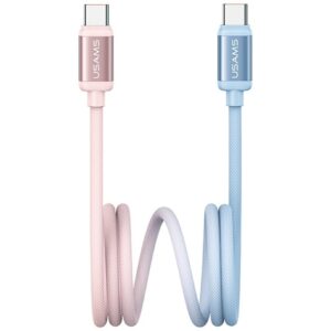 Kabelis USAMS Bicolor Series SJ756 PD 60W USB-C/USB-C 1.2m blue and rožinės spalvos - Image 1