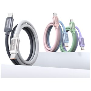 Kabelis USAMS Bicolor Series SJ756 PD 60W USB-C/USB-C 1.2m blue and rožinės spalvos - Image 2
