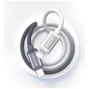Kabelis USAMS Bicolor Series SJ757 PD 30W USB-C/Lightning 1.2m juodos spalvos and white - Image 3