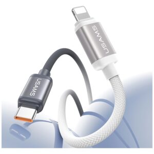 Kabelis USAMS Bicolor Series SJ757 PD 30W USB-C/Lightning 1.2m juodos spalvos and white - Image 4