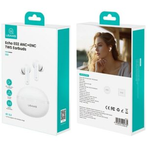 USAMS Echo E02 TWS Bluetooth Ausinės ANC+ENC belaidės baltos spalvos - Image 2
