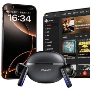 Ausinės Bluetooth USAMS Echo E02 TWS ANC+ENC belaidės juodos spalvos - Image 8