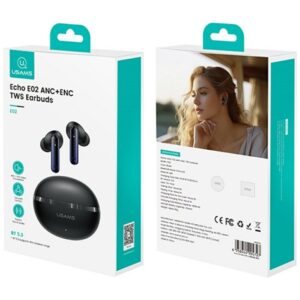 Ausinės Bluetooth USAMS Echo E02 TWS ANC+ENC belaidės juodos spalvos - Image 9