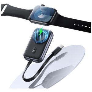 inductive charger for Apple Watch Usams CD245 2-in-1 with 1200mAh powerbank + USB-C cable titanium - Image 6