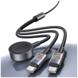 Cable USAMS Huan Series SJ754 72W USB-C to USB-C + USB-C + Belaidis įkroviklis skirtas watch tarnish - Image 2