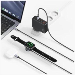 Cable USAMS Huan Series SJ754 72W USB-C to USB-C + USB-C + Belaidis įkroviklis skirtas watch tarnish - Image 3