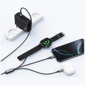 Cable USAMS Huan Series SJ754 72W USB-C to USB-C + USB-C + Belaidis įkroviklis skirtas watch tarnish - Image 6
