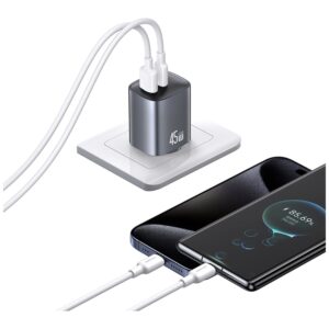 Laidinis įkroviklis USAMS CC290 T66 45W GaN 1xUSB-A 1xUSB-C tarnish - Image 7