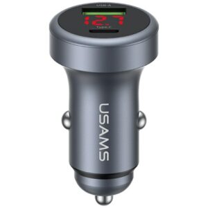 USAMS CC327 automobilinis įkroviklis Aluminum 45W USB-A USB-C tarnish - Image 1