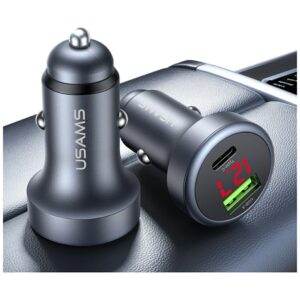 USAMS CC327 automobilinis įkroviklis Aluminum 45W USB-A USB-C tarnish - Image 4