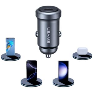 USAMS CC321 automobilinis įkroviklis Aluminum 30W PD USB-C tarnish - Image 3