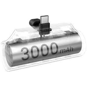 USAMS PB79 Mini Tail Plug Portable Power Bank 3000mAh USB-C silver - Image 2