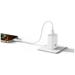 Laidinis įkroviklis USAMS T69 18W USB-A baltos spalvos - Image 4