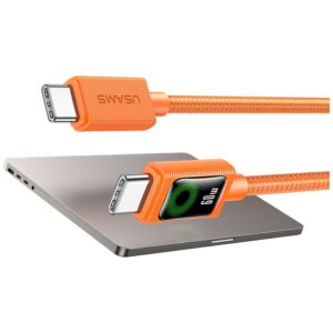 Kabelis USAMS SJ773 PD 60W USB-C/USB-C 1.2m oranžinės spalvos - Image 3