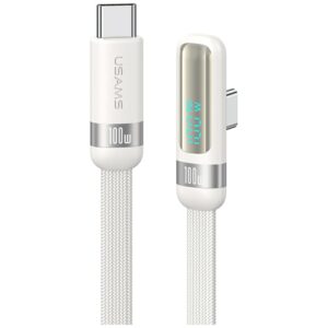 Kabelis USAMS US-SJ653 PD 100W USB-C/USB-C baltos spalvos