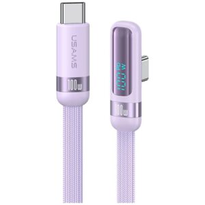 Kabelis USAMS US-SJ653 PD 100W USB-C/USB-C violetinės spalvos