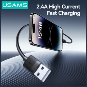 Kabelis USAMS U94 12W Lightning į USB-A 1m juodos spalvos - Image 4
