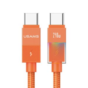 Kabelis USAMS U93 240W USB-C į USB-C 1.2m oranžinės spalvos - Image 1