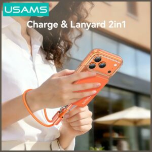 Cable USAMS U97 60W USB-C to USB-C handstrap 30cm oranžinės spalvos - Image 3