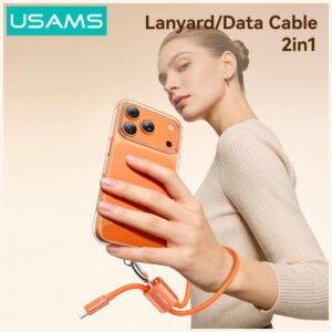 Cable USAMS U97 60W USB-C to USB-C handstrap 30cm oranžinės spalvos - Image 4
