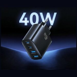 Laidinis įkroviklis USAMS T70 40W 2xUSB-A/2xUSB-C juodos spalvos - Image 2