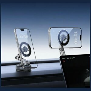 Universal phone holder USAMS ZJ087 magnetic for car, home, office juodos spalvos - Image 2