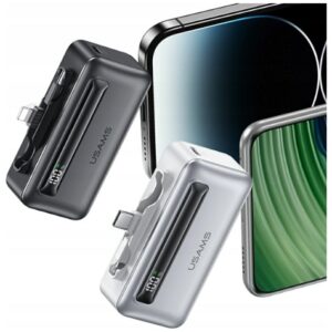 Powerbank USAMS XB-Series CD233 5000mAh PD 20W with cable USB-C / Lightning sidabro spalvos - Image 7