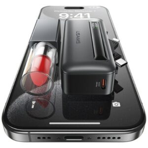 Powerbank USAMS XB-Series CD233 5000mAh PD 20W with cable USB-C / Lightning sidabro spalvos - Image 3