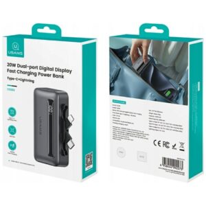 Powerbank USAMS XB-Series CD233 5000mAh PD 20W with cable USB-C / Lightning sidabro spalvos - Image 8